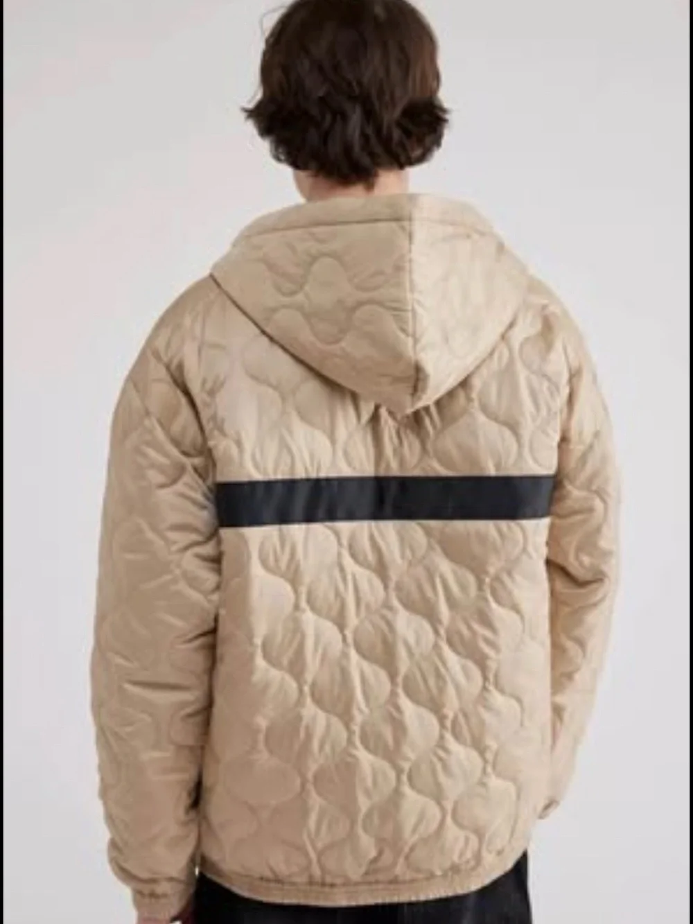 Brand New True Religion Tan Quilted Hooded Pullover with Black Chest Band
